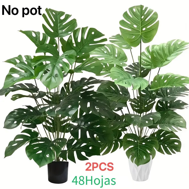 Set de 2 Plantas Artificiales Tropicales Grandes 84cm - Decoración Hogar y Oficina