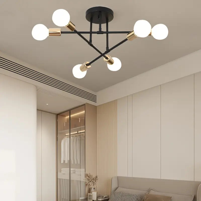 Lámpara de Techo Negra Dorada - Diseño Moderno de Lujo | Iluminación Elegante