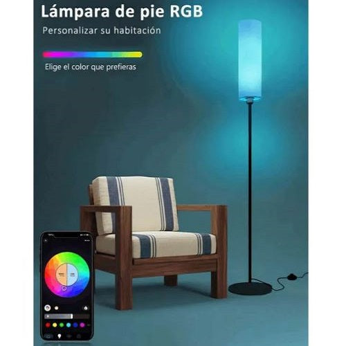 Lámpara de Pie Inteligente WiFi RGBWC - Control por Voz y App Negro