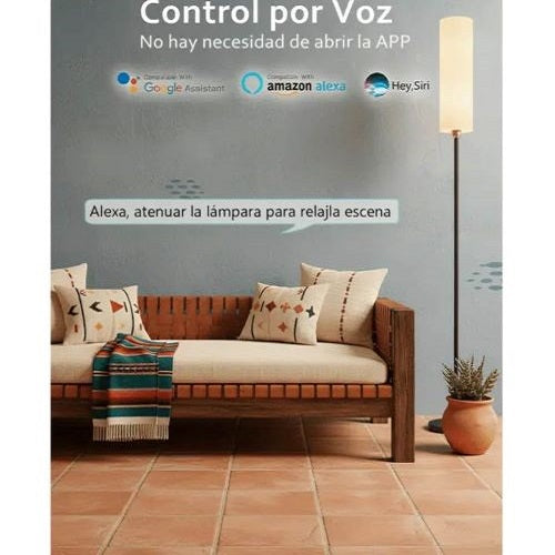 Lámpara de Pie Inteligente WiFi RGBWC - Control por Voz y App Negro