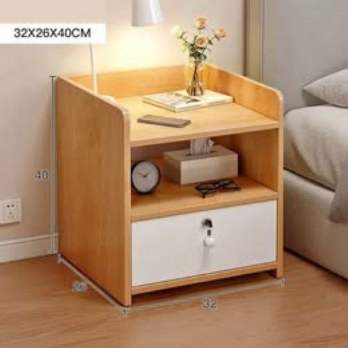 Mesita de Noche Moderna de Madera 40x32cm - Mesa Auxiliar con Estante Abierto