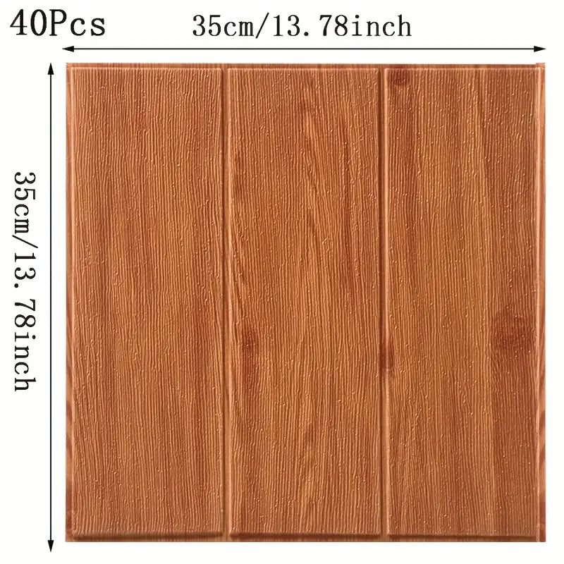 Paneles 3D Autoadhesivos Grano Madera 35 x 35 cm 20pcs - Impermeables para Pared
