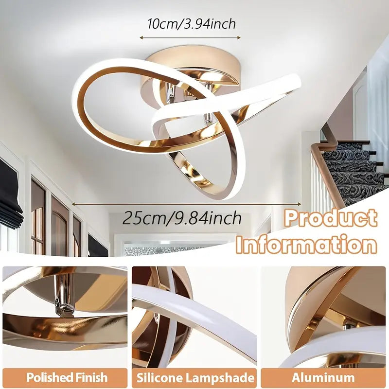 Lámpara Techo LED Espiral Moderna - 3 Colores Ajustables Aluminio