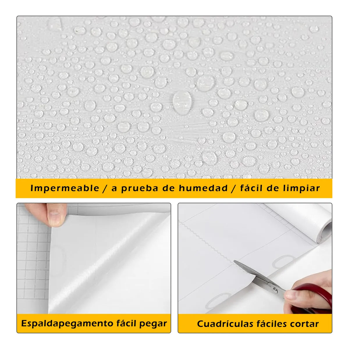 Papel Tapiz Raya Blanco 3d Cocina Adhesivos Pared 10mx45cm.