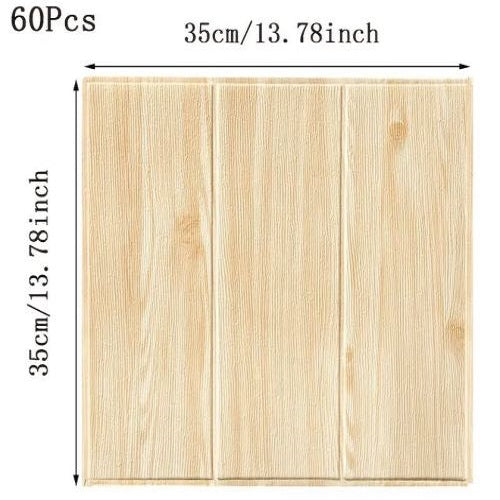Paneles 3D Autoadhesivos Grano Madera 35 x 35 cm 20pcs - Impermeables para Pared