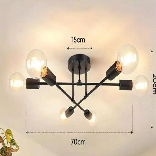 Lámpara de Techo Negra Dorada - Diseño Moderno de Lujo | Iluminación Elegante