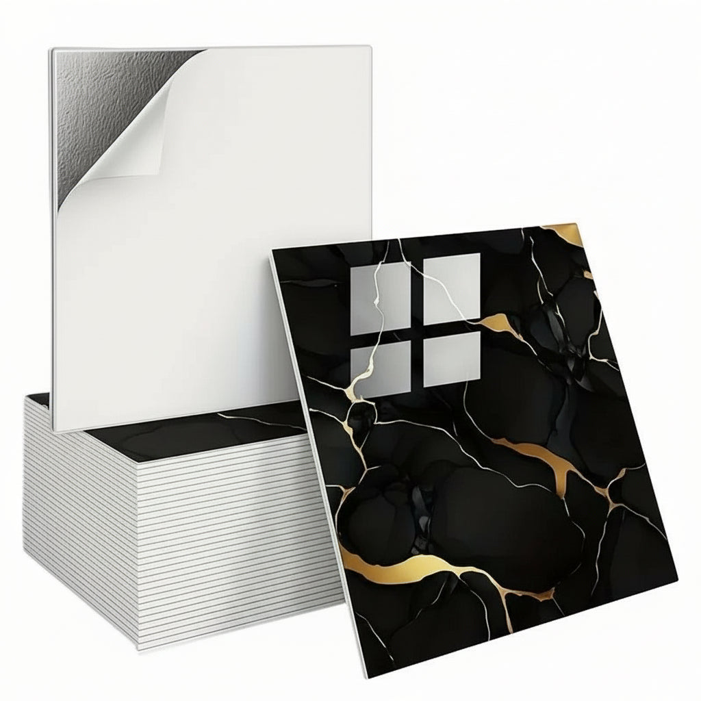 Azulejos Vinilo Autoadhesivos Mármol negro - Pack 20 Piezas 30x30cm
