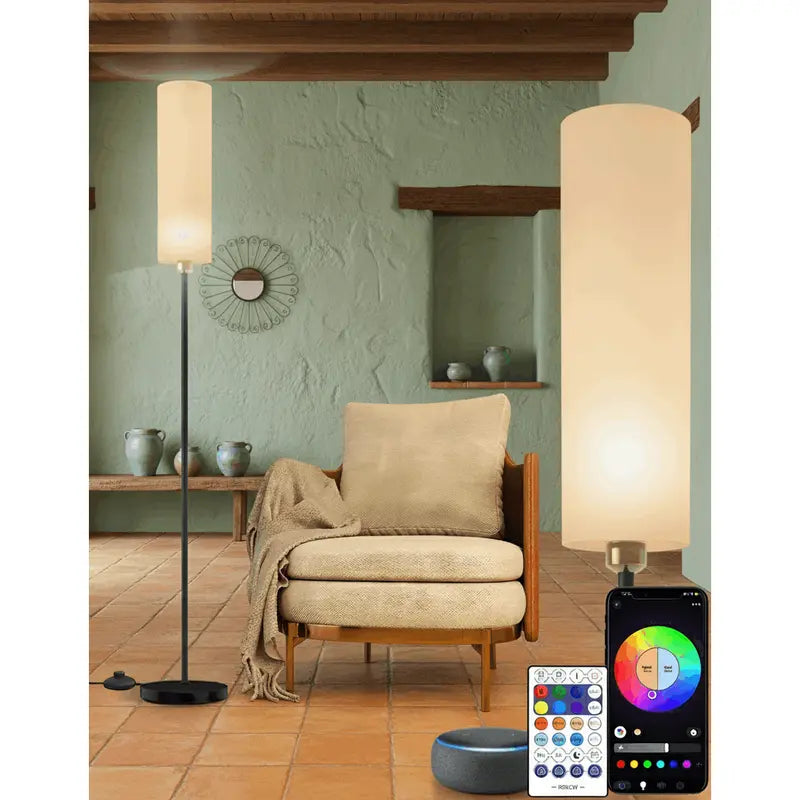 Lámpara de Pie Inteligente WiFi RGBWC - Control por Voz y App Negro